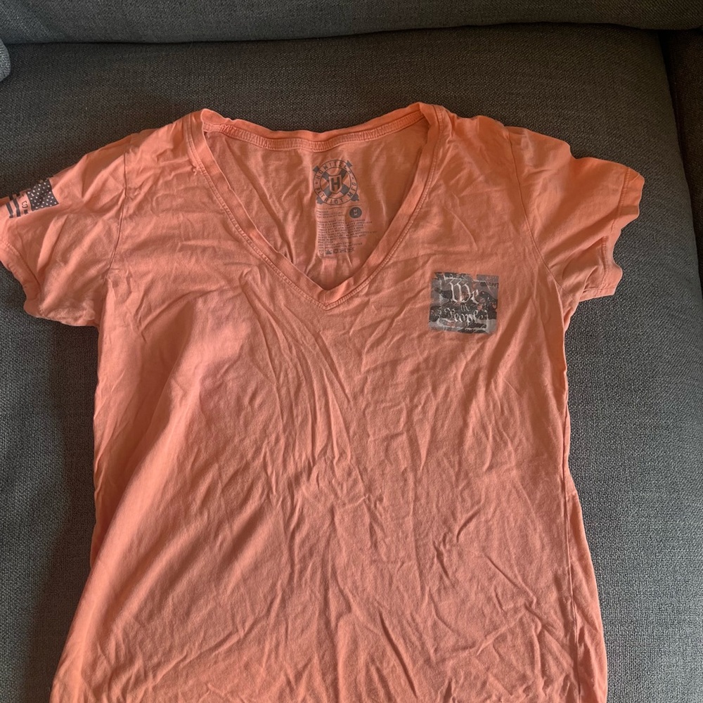 We The Free Graphic Orange V-Neck Tee